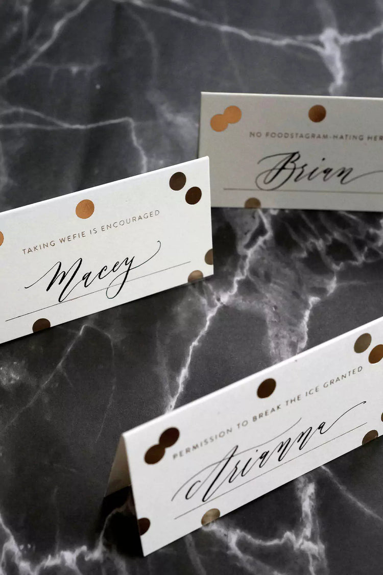 Gold Confetti Place Cards