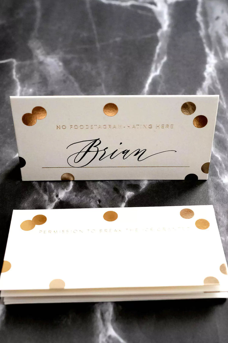 Gold Confetti Place Cards