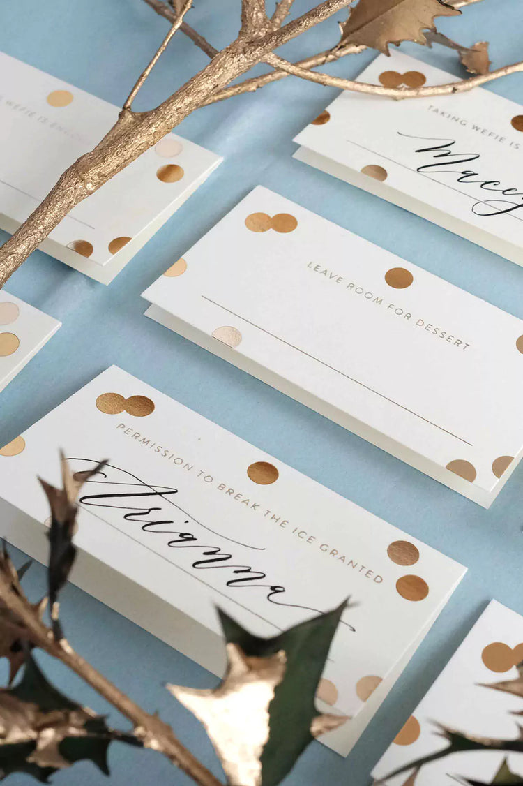 Gold Confetti Place Cards