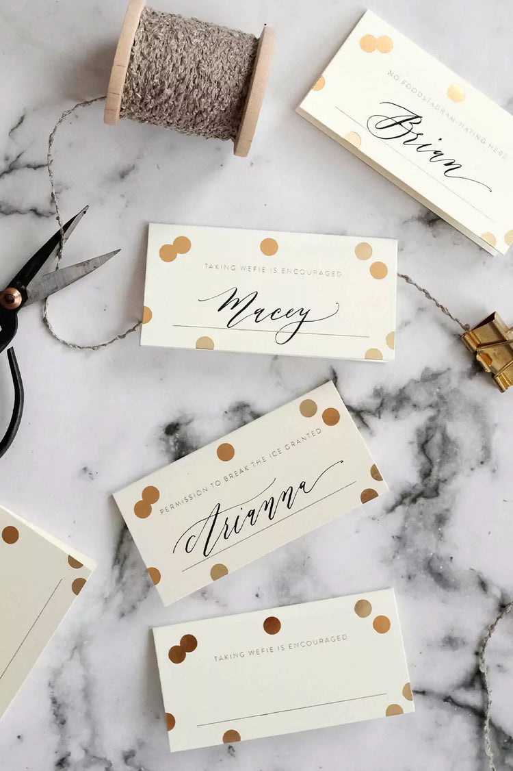 Gold Confetti Place Cards