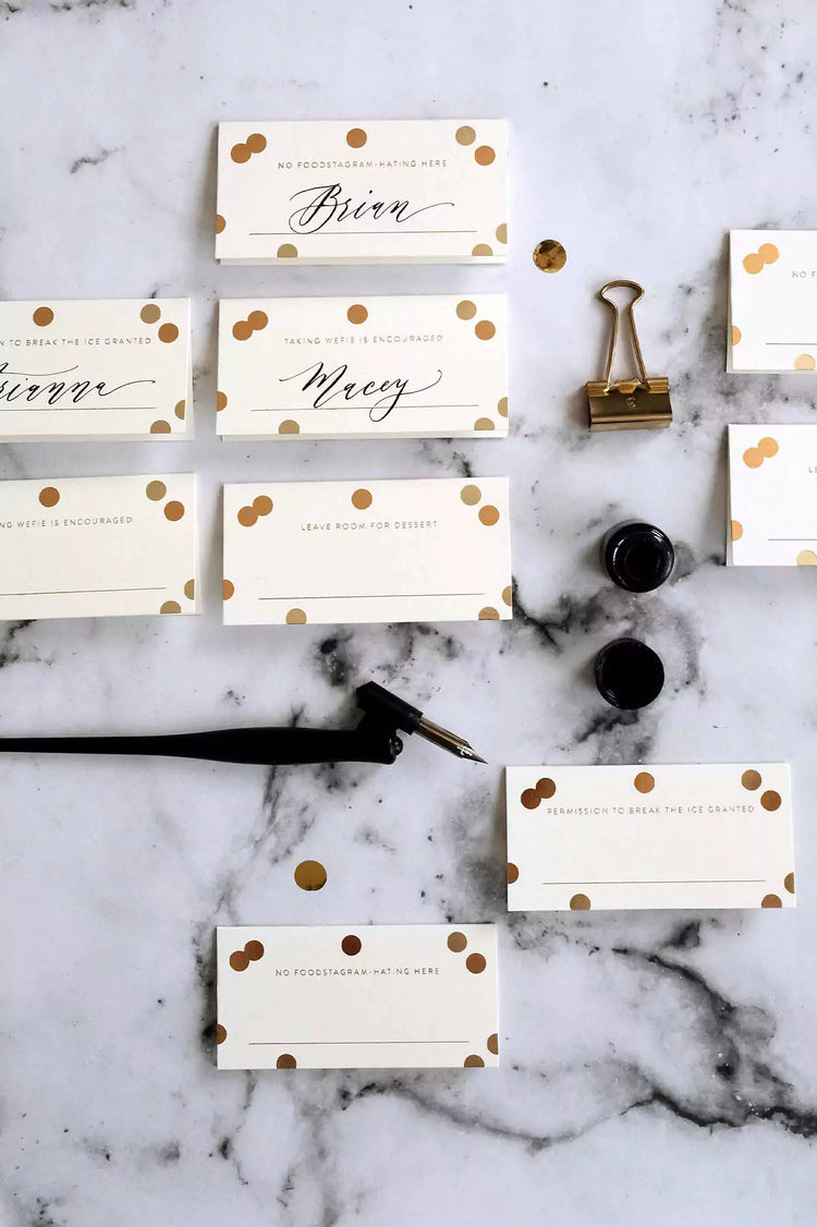 Gold Confetti Place Cards