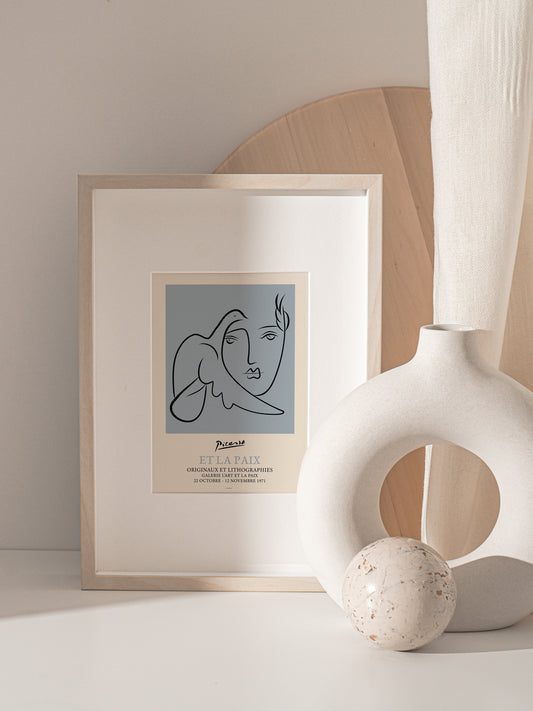 Picasso Man and Dove Poster Blue