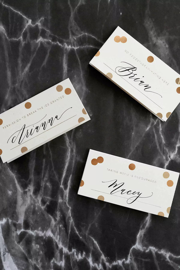 Gold Confetti Place Cards
