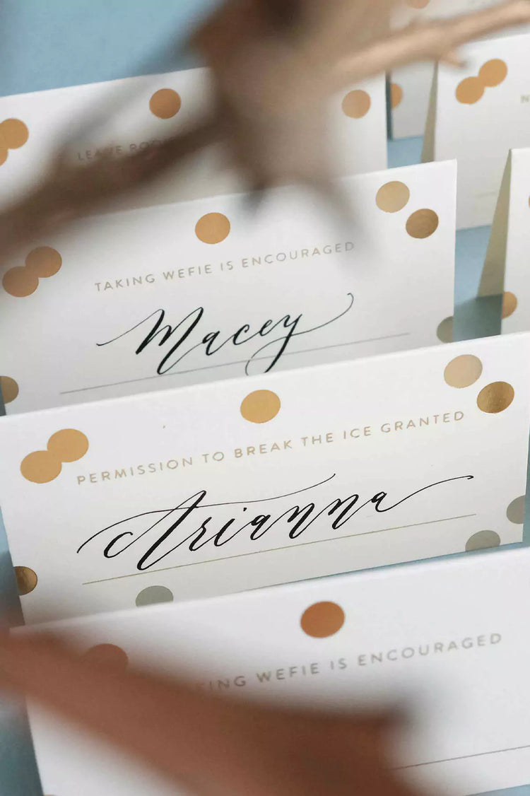 Gold Confetti Place Cards