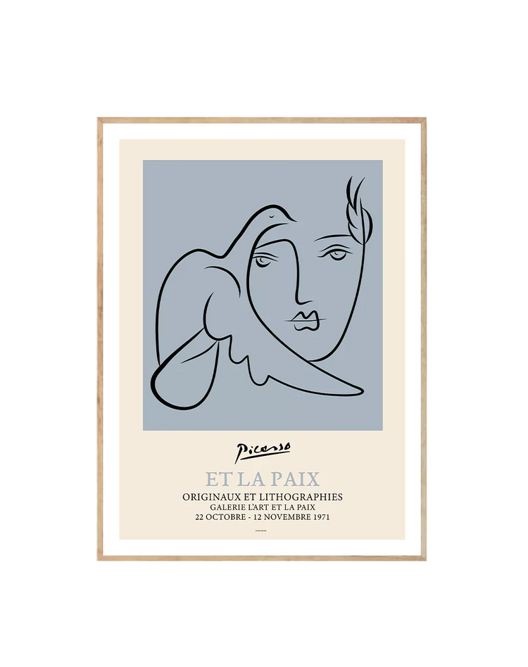 Picasso Man and Dove Poster Blue