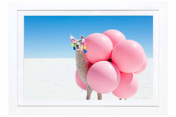 Llama with Pink Balloons and Tassels