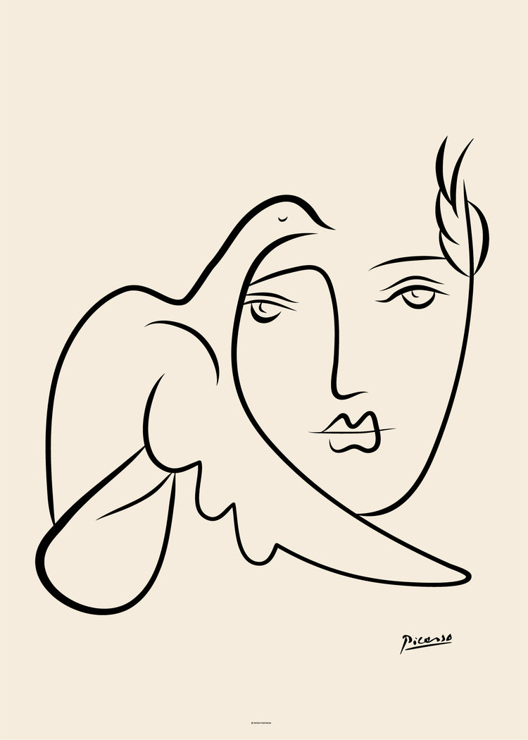 Picasso Man and Dove Sketch